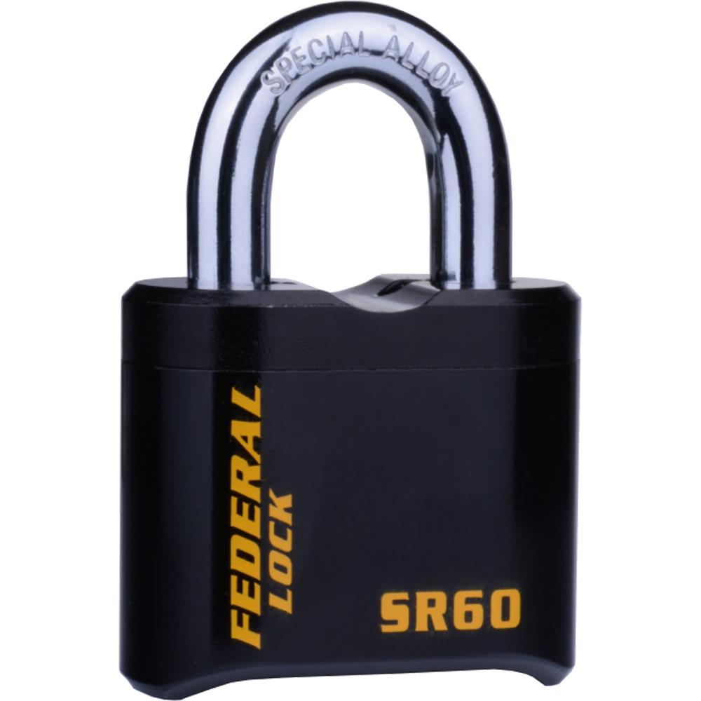 Federal SR62 62mm Hardened steel body 4 wheel combination padlock 50mm shackle clearance