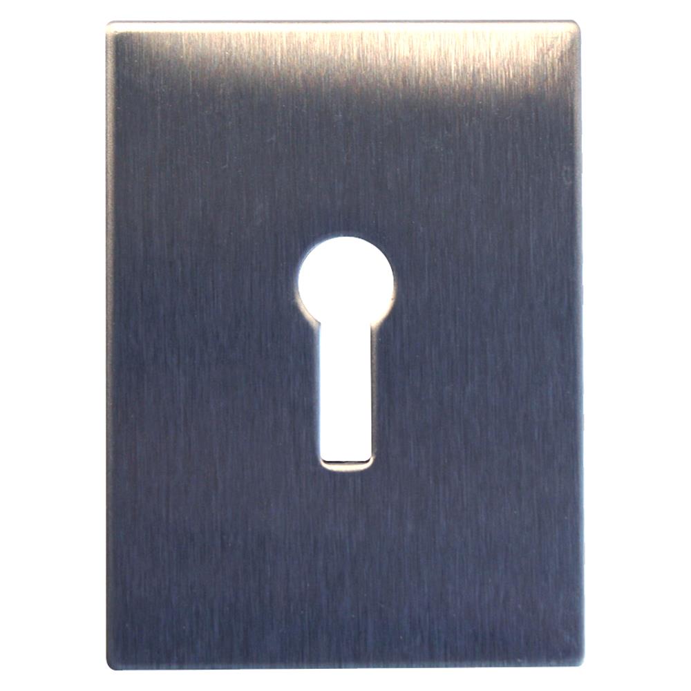 Jumbo mortice escutcheon, stick on, satin stainless Door Pulls and Keyhole Escutcheons